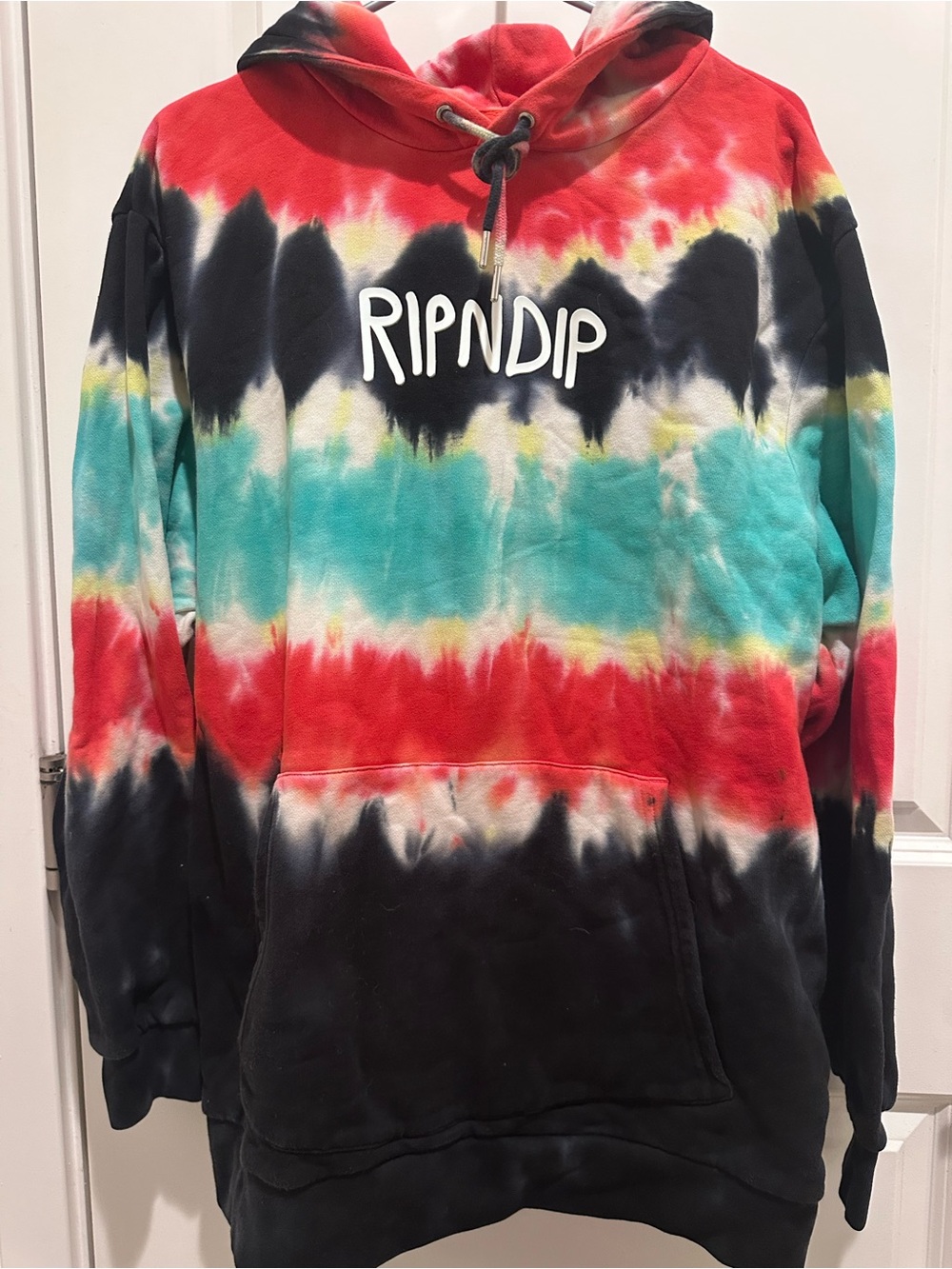 Ripndip Multicolor Tie-Dye Pullover Hoodie with White Logo